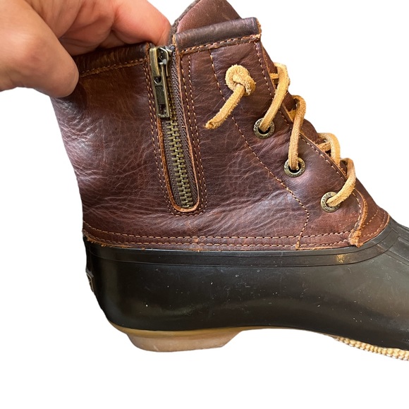 Women’s Sperry Brown Leather Upper Saltwater Duck Boots Size 8.5 - Picture 9 of 11